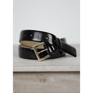 Abro Medium Leather Belt Black Patent