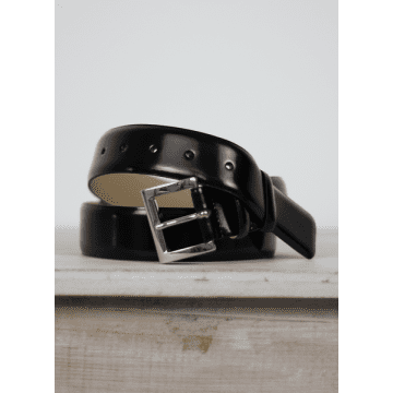 Abro Medium Leather Belt Black/nickel Patent