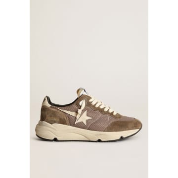 Golden Goose Running Sole Net Upper And Toe Box Leather Toe Star Spur And Heel In Green
