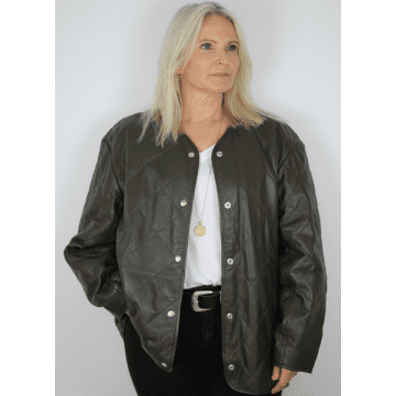 Mdk Ziba Quilted Leather Jacket Dark Green