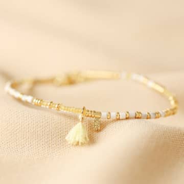 Lisa Angel White Semi Precious Stone Beaded Layering Bracelet