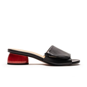 Tracey Neuls Whipple Smoke | Black Leather Velcro Closure Mid-heels