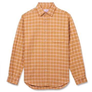 Portuguese Flannel Marl Check Shirt Ginger Brown