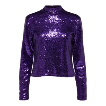 Selected Femme Sequin Top In Acai