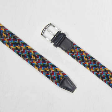 Anderson's Elasticated Woven Belt In Multi Coloured Navy In Blue