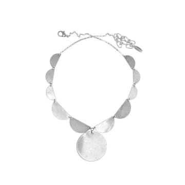 Hot Tomato Aspects Of The Moon Short Necklace In Worn Silver In Metallic