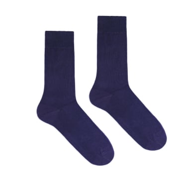 Klue France Klue Organic Cotton Solid Colour Socks In Indigo Size Eu 41-46 Uk 7-11.5