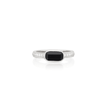 ANNA BECK SMALL BLACK ONYX RECTANGLE RING