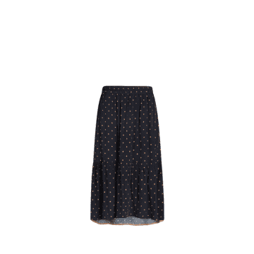 Noa Noa Dotted Moss Skirt In Navy/brown From In Blue