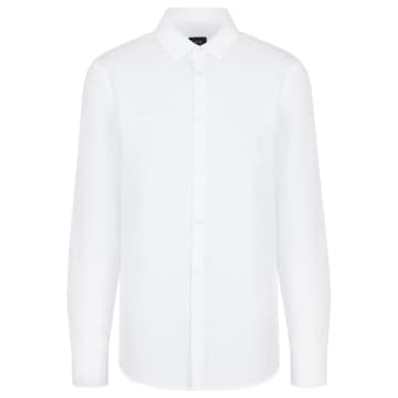Shop Armani Exchange White Cotton Stretch Long Sleeve Shirt