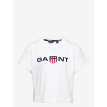 Gant D1. Retro Shield Cropped T-shirt In White