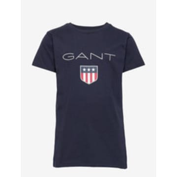 Gant Shield Ss T-shirt In 433 Evening Blue