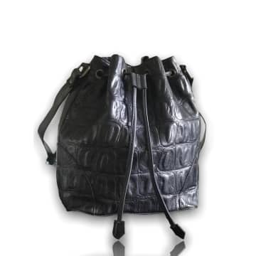 Collardmanson Bucket Bag Black Croc Leather