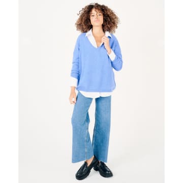 Absolut Cashmere Angèle 100% Cashmere Oversized V-neck Sweater In Blue