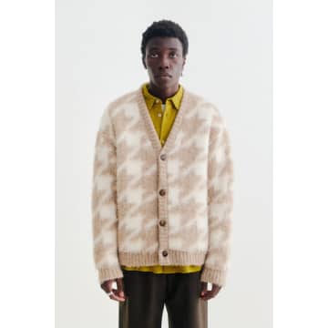 A Kind Of Guise Polar Houndstooth Alpaca-blend Jacquard Cardigan In Brown