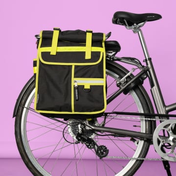 Goodordering Neon Rolltop Backpack Black Pannier In Yellow