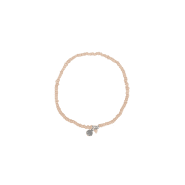 Zusss Anklet With Beads, Sand/silver In Neutrals