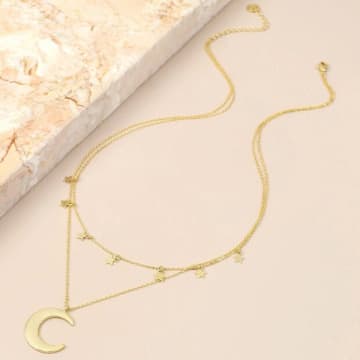 Lisa Angel Gold Double Layer Stars And Moon Necklace
