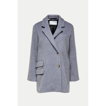 Selected Femme Quicksilver Ava Wool Blazer In Grey