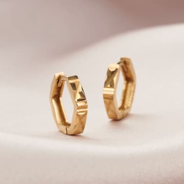 Posh Totty Designs 18ct Yellow Gold Plated Faceted Hexagon Huggie Earrings