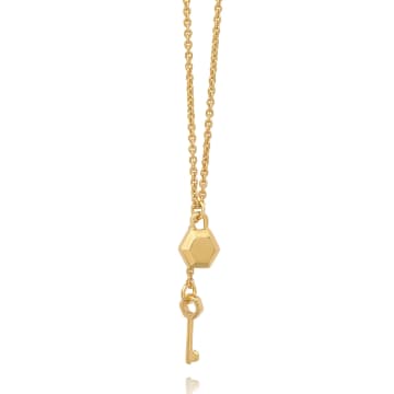 Rachel Jackson Mini Lock & Key Necklace In Gold