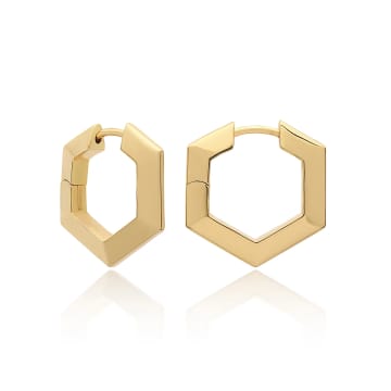Rachel Jackson Bevelled Hexagon Hoop Earrings In Gold