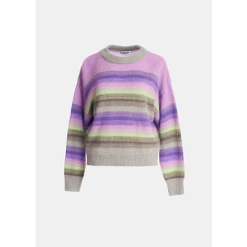 Shop Essentiel Antwerp Purple And Green Como Stripe Sweater