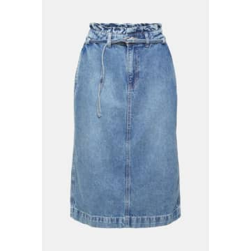 Esprit Denim Skirt With Paperbag Waistband In Blue