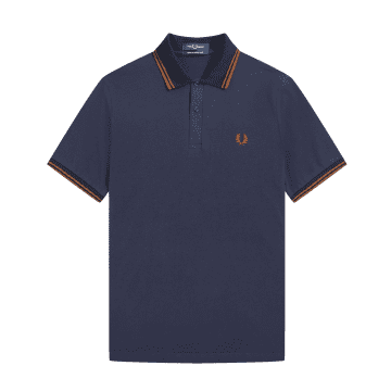 Fred Perry Reissues Original Twin Tipped Polo Navy & Nut Flake In Blue