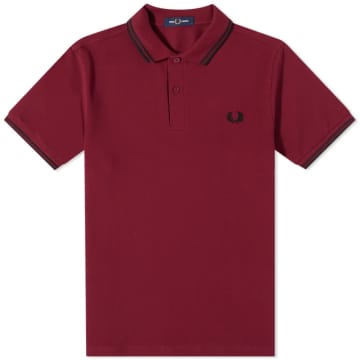 Fred Perry Slim Fit Twin Tipped Polo Tawny Port & Black