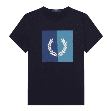 Fred Perry Laurel Wreath Graphic Tee Navy In Blue