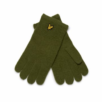Lyle & Scott Racked Ribbed Wool Gloves (olive)