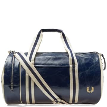 Fred Perry Classic Barrel Bag Navy & Ecru In Blue