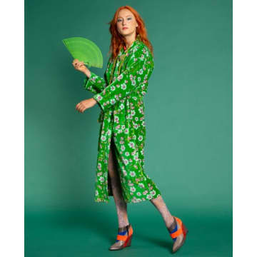 Les Touristes Luxury Velvet Dressing Gown, Blossom Green