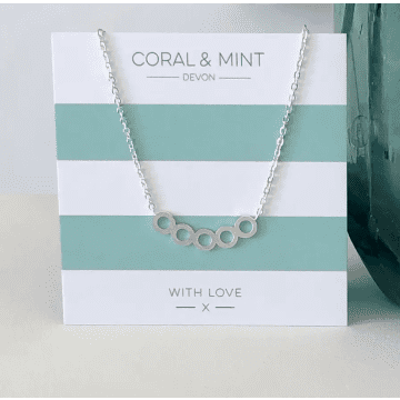 Coral & Mint Five Circle Necklace In Pink