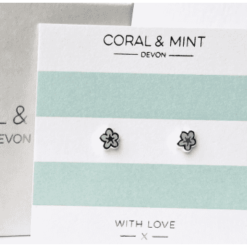 Coral & Mint Pale Blue Bubble Flower Studs In Pink