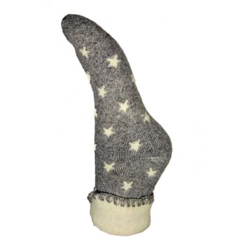 Joya Grey With Cream Stars Wool Blend Socks