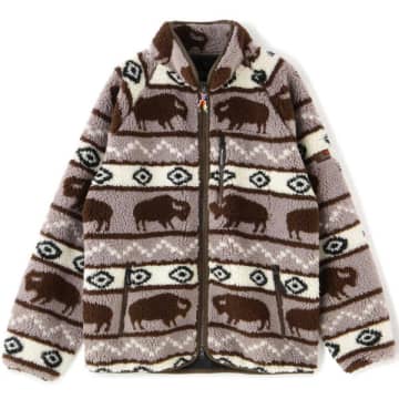 Manastash Mountain Printed Fleece Jacket In Brown