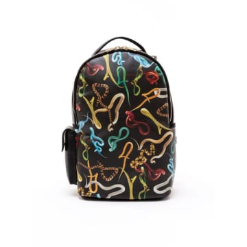 Seletti "backpack In Faux Leather Toiletpaper Cm 33x18,5 Snake"