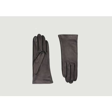 Agnelle Inès Cashmere-lined Leather Tactile Gloves In Noir
