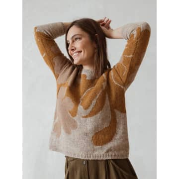 Indi And Cold Beige Leaves Knit Sweater In Neturals