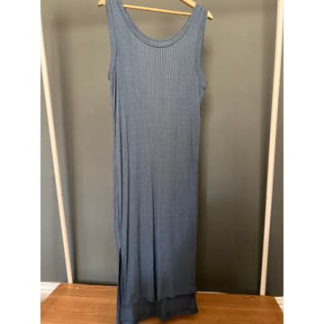 Blue Ribbed Maxi Dress In Gray | ModeSens