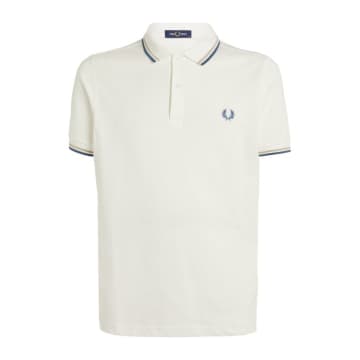Fred Perry Slim Fit Twin Tipped Polo Snow White / Grey / Blue