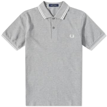 Fred Perry Slim Fit Twin Tipped Polo Steel Marl / White / White