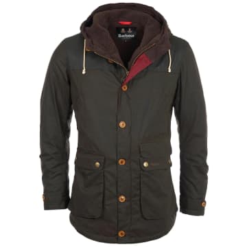 Barbour Game Waxed Cotton Parka Olive In Green