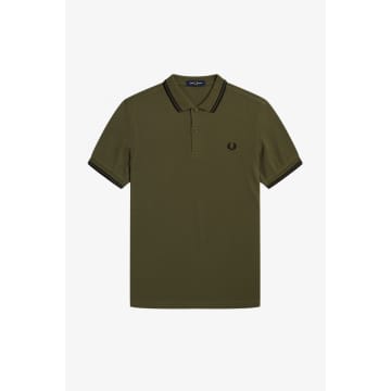 Fred Perry Slim Fit Twin Tipped Polo Uniform Green / Black / Black