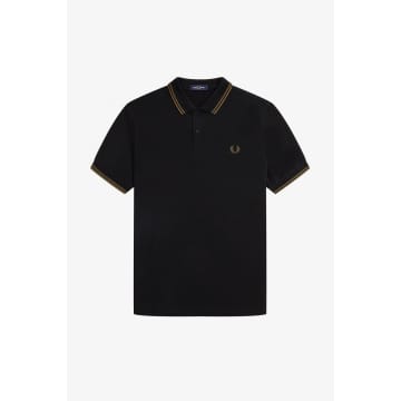 Fred Perry Slim Fit Twin Tipped Polo Black / Shaded Stone / Shaded Stone