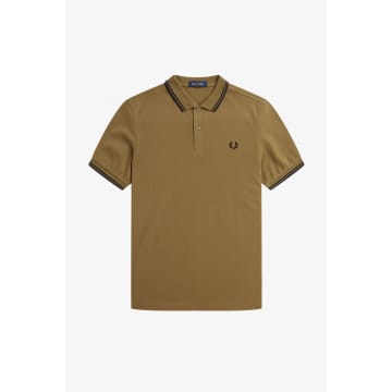 Fred Perry Slim Fit Twin Tipped Polo Shaded Stone / Black / Black