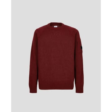 C.p. Company Knitwear Crew Neck Lambswool Port Royal Red In Burgundy