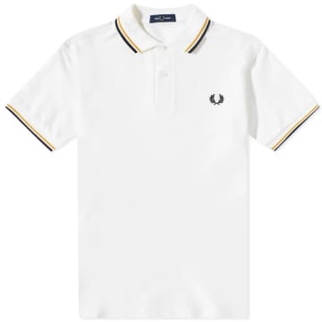 Fred Perry Slim Fit Twin Tipped Polo Snow White / Gold / Navy